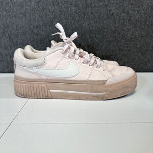 Nike Court Legacy Lift Soft Pink White Platform Sneakers Leathers Women's 9 B12
